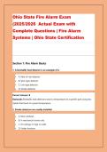 Ohio State Fire Alarm Exam &NewLine;&lpar;2025&sol;2026 Actual Exam with &NewLine;Complete Questions &vert; Fire Alarm &NewLine;Systems &vert; Ohio State Certification