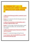 UA FOREMAN TEST 1 & 2 &vert; 110 QUESTIONS AND CORRECT ANSWERS &vert; COMPLETE STUDY GUIDE