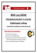 BSN 315 HESI Pharmacology V1 Exam &lpar;Latest 2026&sol;2027 Update&rpar; Questions and Answers - Nightingale College
