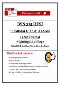 BSN 315 HESI Pharmacology II Exam &lpar;3 Set Exams&rpar; Latest 2026&sol;2027 Update&comma; Questions and Answers - Nightingale College