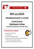 BSN 315 HESI Pharmacology V1 Exam &lpar;3 Set Exams&rpar; Latest 2026&sol;2027 Update&comma; Questions and Answers - Nightingale College