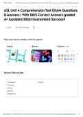 ASL Unit 4 Comprehension Test EXAM Questions & Answers &vert; With 100&percnt; Correct Answers graded A&plus; &lpar;updated 2026&rpar; Guaranteed Success&excl;&excl;&NewLine;&NewLine;
