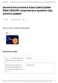 personal lines insurance Exam &lpar;Latest Update 2026&rpar; UPDATE&excl;&excl; comprehensive questions fully solved & updated&NewLine;&NewLine;