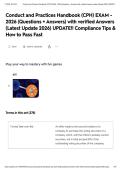 Conduct and Practices Handbook &lpar;CPH&rpar; EXAM - 2026 &lpar;Questions &plus; Answers&rpar; with verified Answers &lpar;Latest Update 2026&rpar; UPDATE&excl;&excl; Compliance Tips & How to Pass Fast&NewLine;&NewLine;