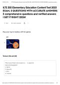 ILTS 305 Elementary Education Content Test 2025 EXAM&comma; &vert;&vert; QUESTIONS WITH ACCURATE ANSWERS &vert;&vert; comprehensive questions and verified answers &vert; GET IT RIGHT &vert;2026&excl;&NewLine;&NewLine;