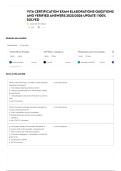 VITA CERTIFICATION EXAM ELABORATIONS QUESTIONS AND VERIFIED ANSWERS 2025&sol;2026 UPDATE &vert; 100&percnt; SOLVED