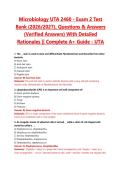 Microbiology UTA 2460 - Exam 2 Test Bank &lpar;2026&sol;2027&rpar;&comma; Questions & Answers &lpar;Verified Answers&rpar; With Detailed Rationales &vert;&vert; Complete A&plus; Guide - UTA
