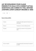AIC 301 EXPANDING YOUR CLAIMS PERSPECTIVE EXAM WITH CORRECT ACTUAL QUESTIONS AND CORRECTLY WELL DEFINED ANSWERS LATEST ALREADY GRADED A&plus; 2026