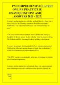 PN COMPREHENSIVE &NewLine;ONLINE PRACTICE B &NewLine;EXAM QUESTIONS AND &NewLine;ANSWERS 2026 - 2027