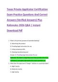Texas Private Applicator Certification &NewLine;Exam Practice Questions And Correct &NewLine;Answers &lpar;Verified Answers&rpar; Plus &NewLine;Rationales 2026 Q&A &vert; Instant &NewLine;Download Pdf 