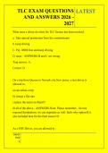 TLC EXAM QUESTIONS &NewLine;AND ANSWERS 2026 - &NewLine;2027 