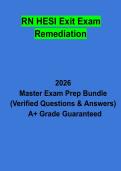 RN HESI Exit Exam Remediation &vert; Questions & Answers&comma; Practice Test&comma; Study Guide & Revision Notes &vert; Latest 2026 PDF