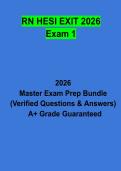 RN HESI EXIT 2026 Exam 1 &vert; Questions & Answers&comma; Practice Test&comma; Study Guide & Revision Notes &vert; Latest 2026 PDF
