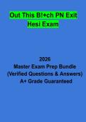 PN Exit HESI Exam &vert; Questions & Answers&comma; Practice Test&comma; Study Guide & Revision Notes &vert; Latest 2026 PDF