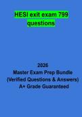 HESI Exit Exam 799 Questions &vert; Questions & Answers&comma; Practice Test&comma; Study Guide & Revision Notes &vert; Latest 2026 PDF