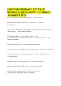 Chapter 8&colon; Risk and Rates of Return Questions with Correct Answers &vert; Latest Update 2026 &vert; Comprehensive Finance Exam Study Guide