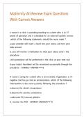 Maternity Ati Review Exam Questions With Correct Answers 
