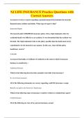 NJ LIFE INSURANCE Practice Questions with&NewLine;Correct Answers