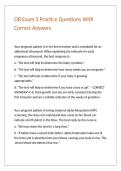 OB Exam 3 Practice Questions With Correct Answers