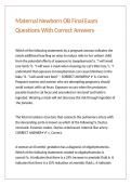 Maternal Newborn OB Final Exam Questions With Correct Answers