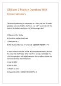 OB Exam 2 Practice Questions With Correct Answers
