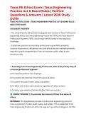 Texas PE Ethics Exam &vert; Texas Engineering Practice Act & Board Rules &vert; Verified Questions & Answers &vert; Latest 2026 Study Guide