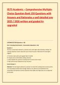 IELTS Academic &ndash; Comprehensive Multiple&NewLine;Choice Question Bank 150 Questions with &NewLine;Answers and Rationales a well detailed one &NewLine;2025 &sol; 2026 written and graded A&plus;  &NewLine;upgraded 