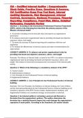 CIA &ndash; Certified Internal Auditor &vert; Comprehensive Study Guide&comma; Practice Exam&comma; Questions & Answers&comma; CIA Certification Exam Prep Test Bank&comma; Internal Auditing Standards&comma; Risk Management&comma; Internal Controls&comma; Governance&comma; Business Processes&comma; Financial Reporting&comma; 