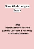 Motor Vehicle Law GPSTC Exam 3 &vert; Questions & Answers&comma; Practice Test&comma; Study Guide & Revision Notes &vert; Latest 2026 PDF