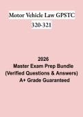 Motor Vehicle Law GPSTC 320&ndash;321 &vert; Questions & Answers&comma; Practice Test&comma; Study Guide & Revision Notes &vert; Latest 2026 PDF