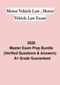 Motor Vehicle Law &vert; Motor Vehicle Law Exam &vert; Questions & Answers&comma; Practice Test&comma; Study Guide & Revision Notes &vert; Latest 2026 PDF