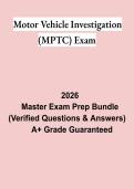 Motor Vehicle Investigation &lpar;MPTC&rpar; Exam &vert; Questions & Answers&comma; Practice Test&comma; Study Guide & Revision Notes &vert; Latest 2026 PDF