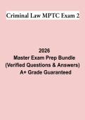 Criminal Law MPTC Exam 2 &vert; Questions & Answers&comma; Practice Test&comma; Study Guide & Revision Notes &vert; Latest 2026 PDF