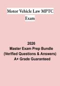 Motor Vehicle Law MPTC Exam &vert; Questions & Answers&comma; Practice Test&comma; Study Guide & Revision Notes &vert; Latest 2026 PDF