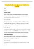 Union Pacific Practice Questions with Correct&NewLine;Answers