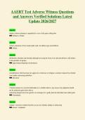 AAERT Test Adverse Witness Questions&NewLine;and Answers Verified Solutions Latest&NewLine;Update 2026&sol;2027