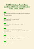 AAERT CER Exam Practice Exam&NewLine;Questions and Answers Verified Solutions&NewLine;Latest Update 2026&sol;2027