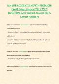  MN LIFE ACCIDENT & HEALTH PRODUCER EXAM&lpar;Latest Update 2026 &sol; 2027&rpar; QUESTIONS with Verified Answers 100 &percnt; Correct &lbrack;Grade A&rsqb;&NewLine;&NewLine;
