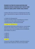 PEARSON VUE PRACTICE EXAM QUESTIONS AND ANSWERS &lpar;VERIFIED ANSWERS&rpar; MOST RECENT EXAM COMPLETE &lpar;2026&rpar; &lpar;LATEST UPDATE 2026&rpar; UPDATE&excl;&excl;