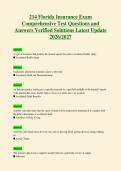 214 Florida Insurance Exam&NewLine;Comprehensive Test Questions and&NewLine;Answers Verified Solutions Latest Update&NewLine;2026&sol;2027