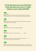 214 Florida Insurance Exam Final Study&NewLine;Guide Questions and Answers Verified&NewLine;Solutions Latest Update 2026&sol;2027