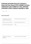 PORTAGE PATHOPHYSIOLOGY MODULE 5 EXAM &lpar;ACTUAL EXAM&rpar; WITH CORRECT ACTUAL QUESTIONS AND CORRECTLY WELL DEFINED ANSWERS LATEST ALREADY GRADED A&plus; 2026