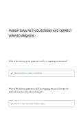 PMHNP Exam   WITH CORRECT QUESTIONS AND ANSWERS 100&percnt; VERIFIED SOLUTIONS