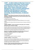 CCMT &ndash; Certified California Municipal Treasurer &vert; Comprehensive Study Guide&comma; Practice Exam&comma; Exam Questions & Answers&comma; Exam Prep Test Bank&comma; Public Finance&comma; Municipal Treasury Management&comma; Cash & Investment Management&comma; Budgeting&comma; Debt Management&comma; Financial R