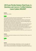 220 Exam Florida Statutes Final Exam A&plus;&NewLine;Questions and Answers Verified Solutions&NewLine;Latest Update 2026&sol;2027
