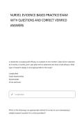 NUR351&lowbar; Evidence-Based Practice Test   WITH CORRECT QUESTIONS AND ANSWERS 100&percnt; VERIFIED SOLUTIONS