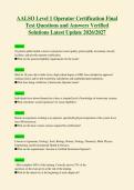 AALSO Level 1 Operator Certification Final&NewLine;Test Questions and Answers Verified&NewLine;Solutions Latest Update 2026&sol;2027