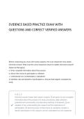 Evidence Based Practice  WITH CORRECT QUESTIONS AND ANSWERS 100&percnt; VERIFIED SOLUTIONS