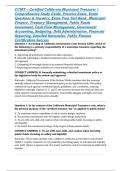 CCMT &ndash; Certified California Municipal Treasurer &vert; Comprehensive Study Guide&comma; Practice Exam&comma; Exam Questions & Answers&comma; Exam Prep Test Bank&comma; Municipal Finance&comma; Treasury Management&comma; Public Funds Investment&comma; Cash Flow Management&comma; Government Accounting&comma; Budget