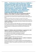 PHRca &ndash; Professional in Human Resources&ndash;California &vert; Comprehensive Study Guide&comma; Practice Exam&comma; Exam Questions & Answers&comma; Exam Prep Test Bank&comma; California Employment Law&comma; HR Compliance&comma; Employee Relations&comma; Talent Acquisition&comma; Compensation & Benefits&comma; Perfor